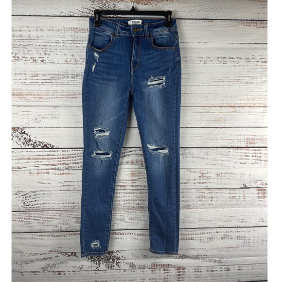 Wax Jean Denim - Wax Jean Los Angeles Mid Rise Skinny Distressed Jean Size 3/26